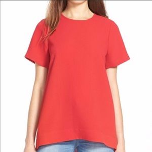 Madewell red short sleeve high/low shirt